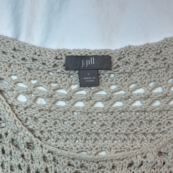 J Jill crochet open-weave sweater gorgeous Cream color size L - Picture 4 of 4